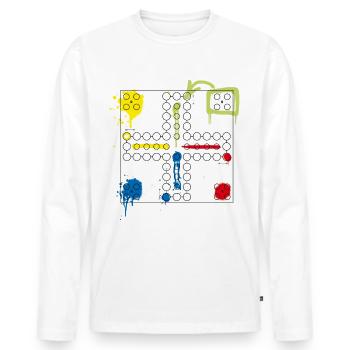 Mensch Ärgere Dich Nicht Modernes Spielbrett - Männer Premium Bio Langarmshirt - Weiß - Vorne - Nico (187cm)