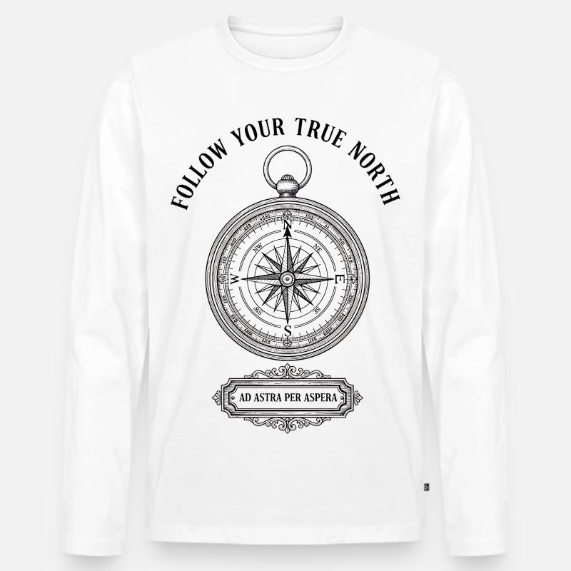 Kompass der Abenteuerpfade - Männer Premium Bio Langarmshirt - Weiß