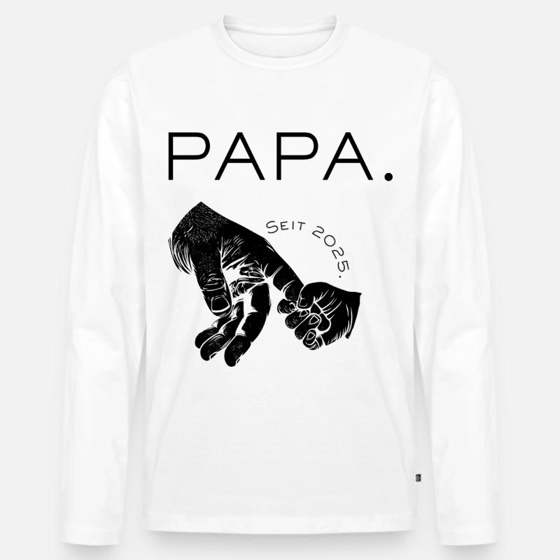 PAPA. Seit 2025 - Männer Premium Bio Langarmshirt - Weiß
