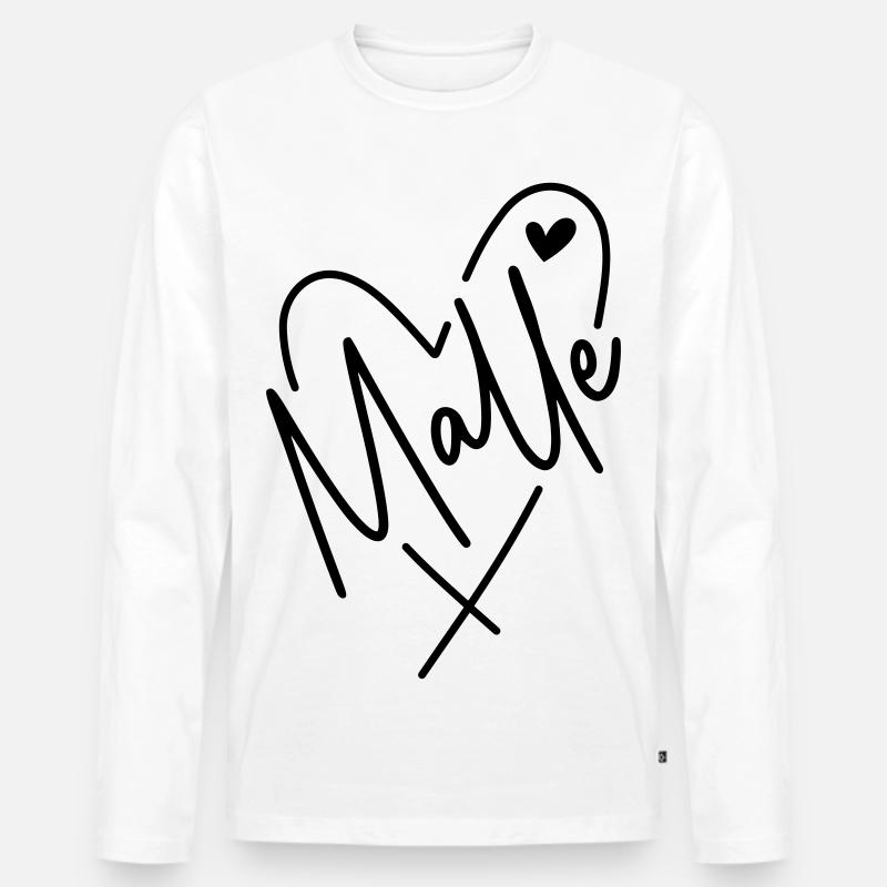 Malle Herz - Männer Premium Bio Langarmshirt - Weiß