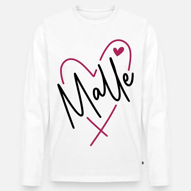 Malle Herz - Männer Premium Bio Langarmshirt - Weiß