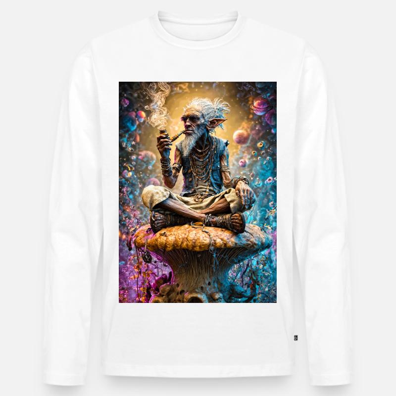 Psychedelischer Goblin-Salbei auf Pilz - Männer Premium Bio Langarmshirt - Weiß