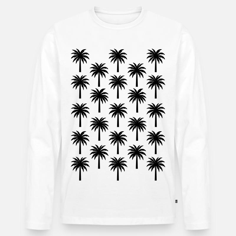 Palmen Muster schwarze Palme - Männer Premium Bio Langarmshirt - Weiß