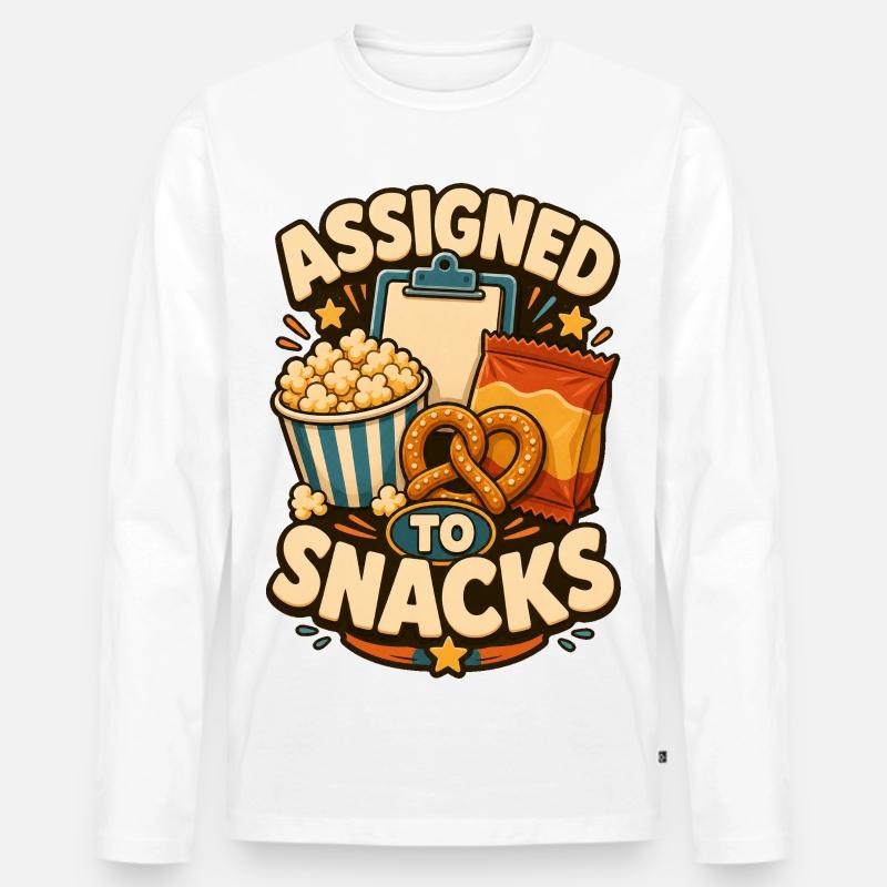 Assigned To Snacks - Männer Premium Bio Langarmshirt - Weiß