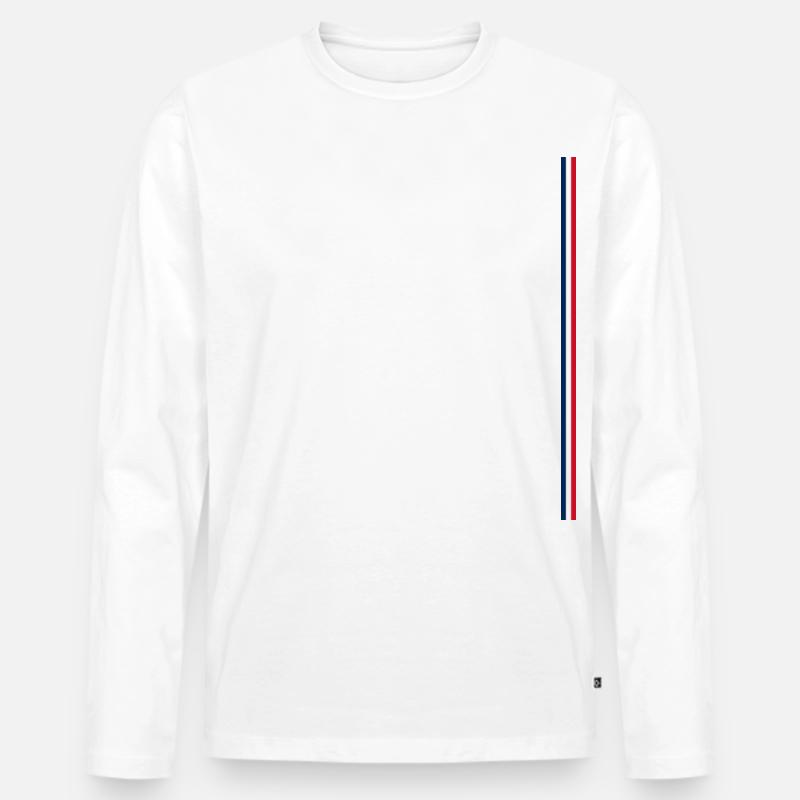 Frankreichflagge Style Streifen - Männer Premium Bio Langarmshirt - Weiß
