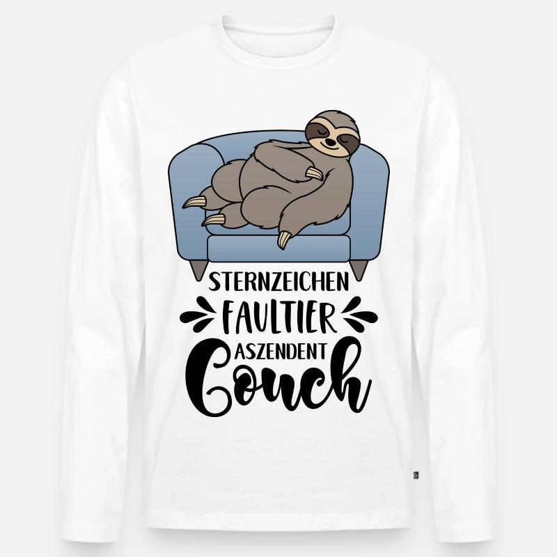 Sternzeichen Faultier Aszendent Couch Lustige - Männer Premium Bio Langarmshirt - Weiß