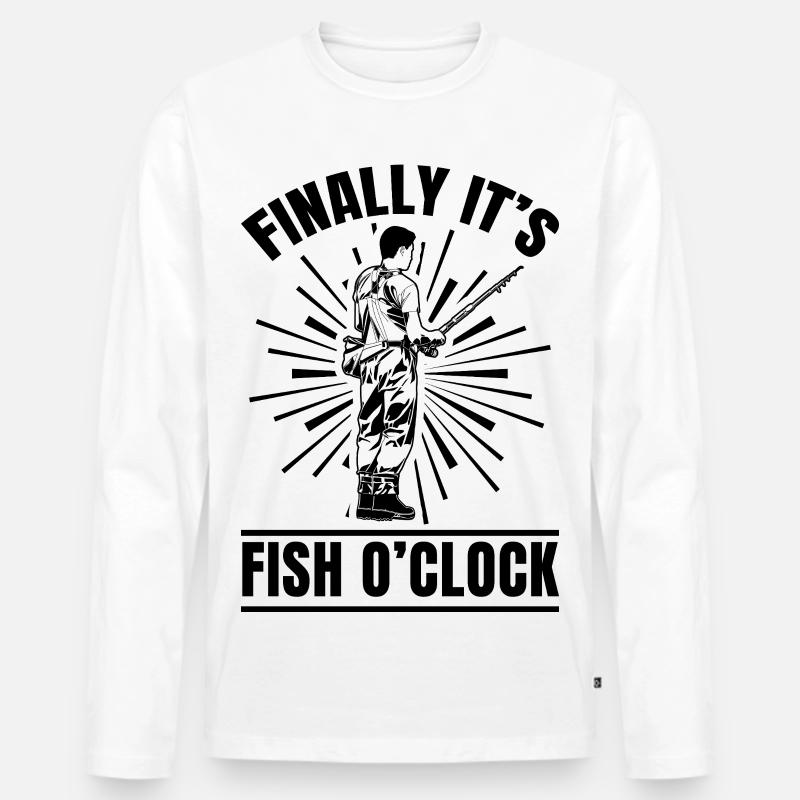Finally It's Fish O'Clock - Männer Premium Bio Langarmshirt - Weiß