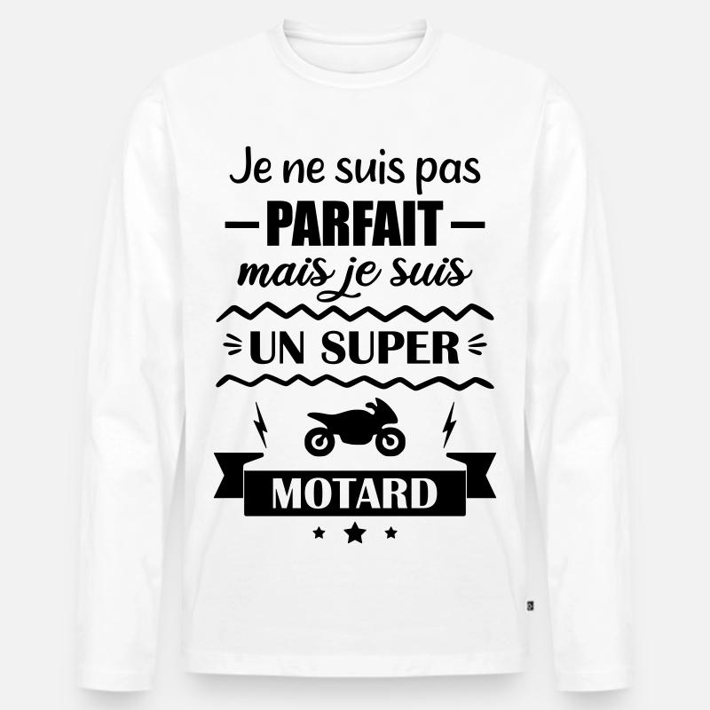 Nicht perfekt, aber toller Biker - Männer Premium Bio Langarmshirt - Weiß