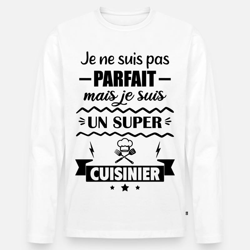 Nicht perfekt, aber toller Koch - Männer Premium Bio Langarmshirt - Weiß