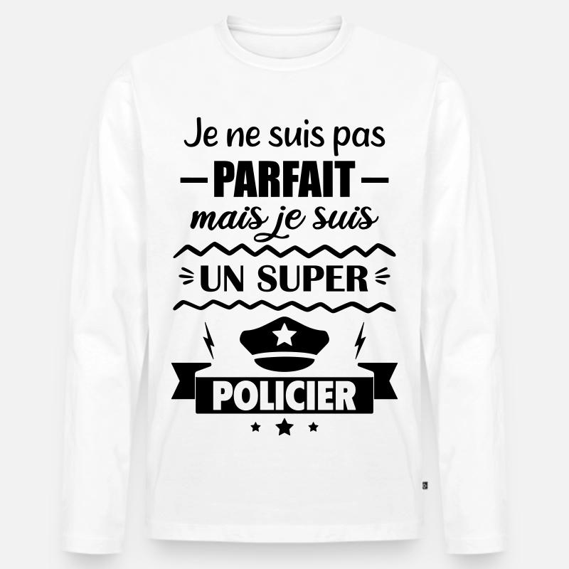 Nicht perfekt, aber super Polizei - Männer Premium Bio Langarmshirt - Weiß