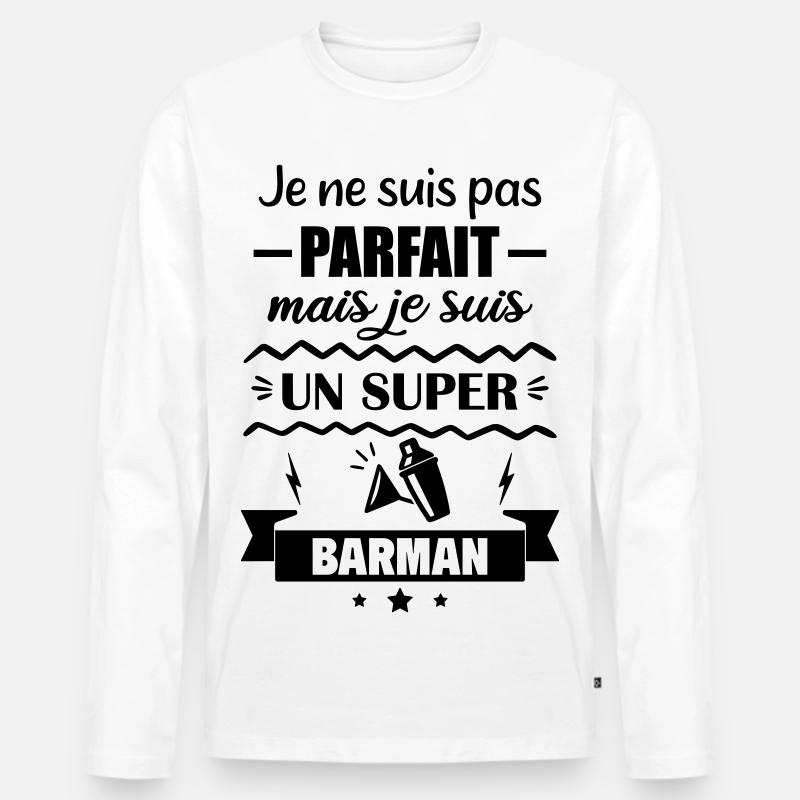 Nicht perfekt, aber toller Barkeeper - Männer Premium Bio Langarmshirt - Weiß