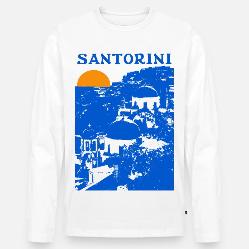 Santorin - Männer Premium Bio Langarmshirt - Weiß
