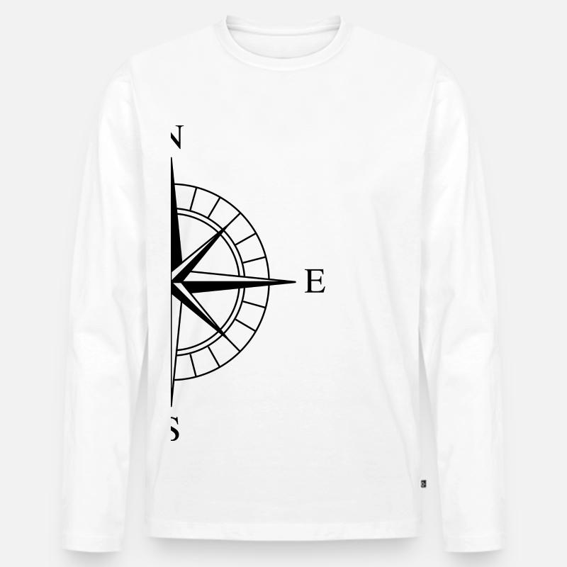 Kompass Windrose - Männer Premium Bio Langarmshirt - Weiß