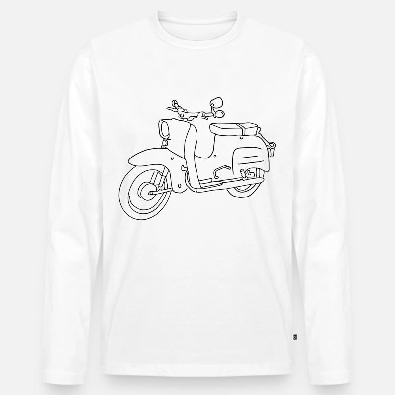 Motorroller, Moped Schwalbe - Männer Premium Bio Langarmshirt - Weiß