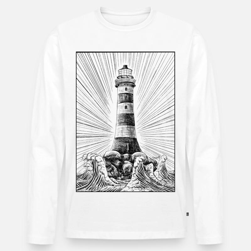 Lighthouse - Männer Premium Bio Langarmshirt - Weiß