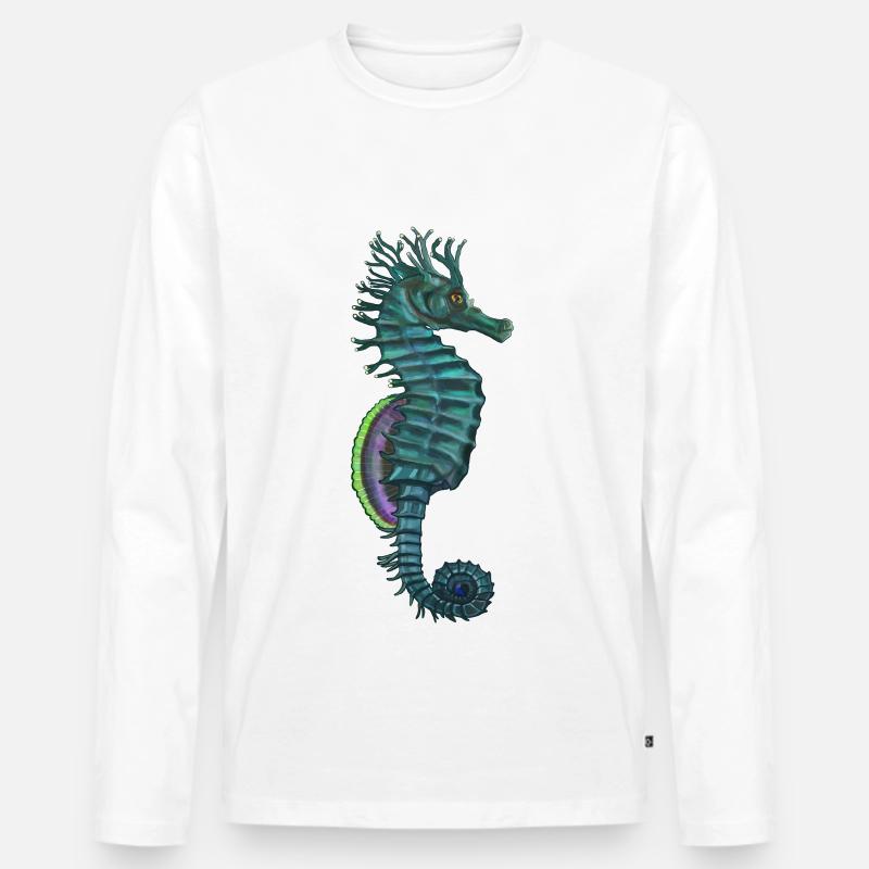 Hippocampus - Männer Premium Bio Langarmshirt - Weiß