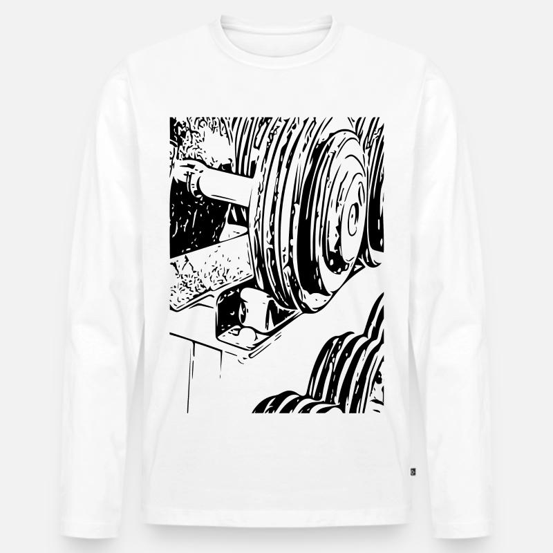 Hantel - Männer Premium Bio Langarmshirt - Weiß