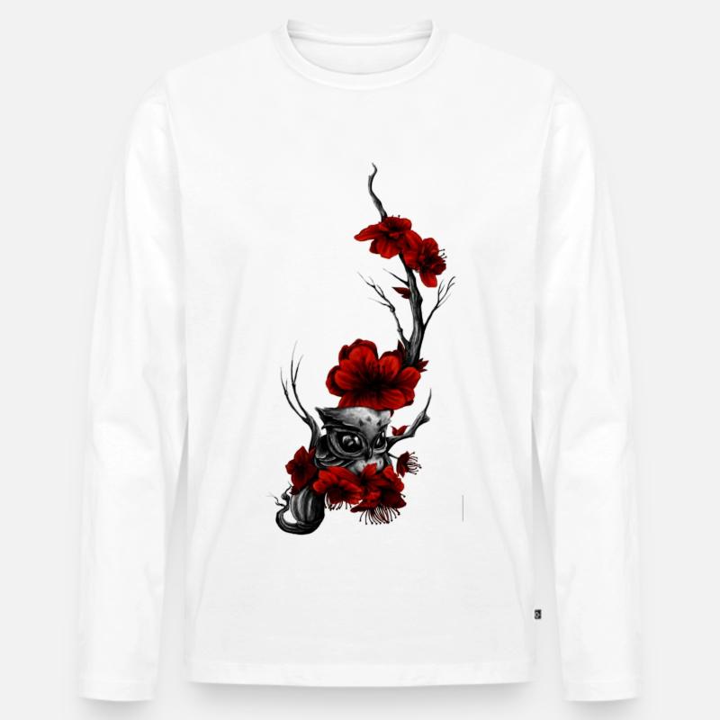 Eule - Männer Premium Bio Langarmshirt - Weiß