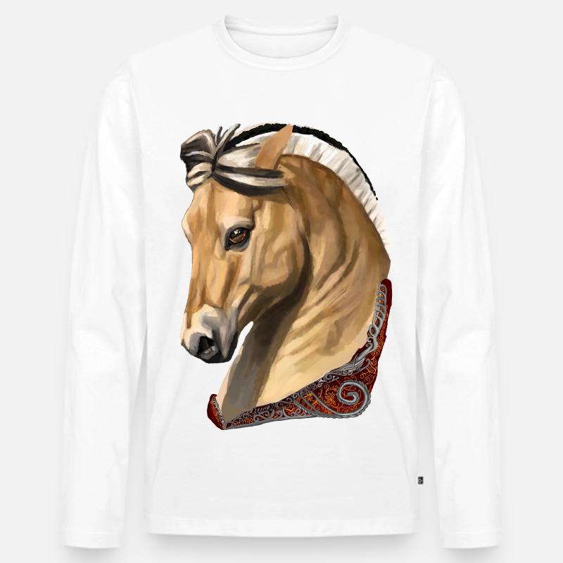 Pferdefjord - Männer Premium Bio Langarmshirt - Weiß