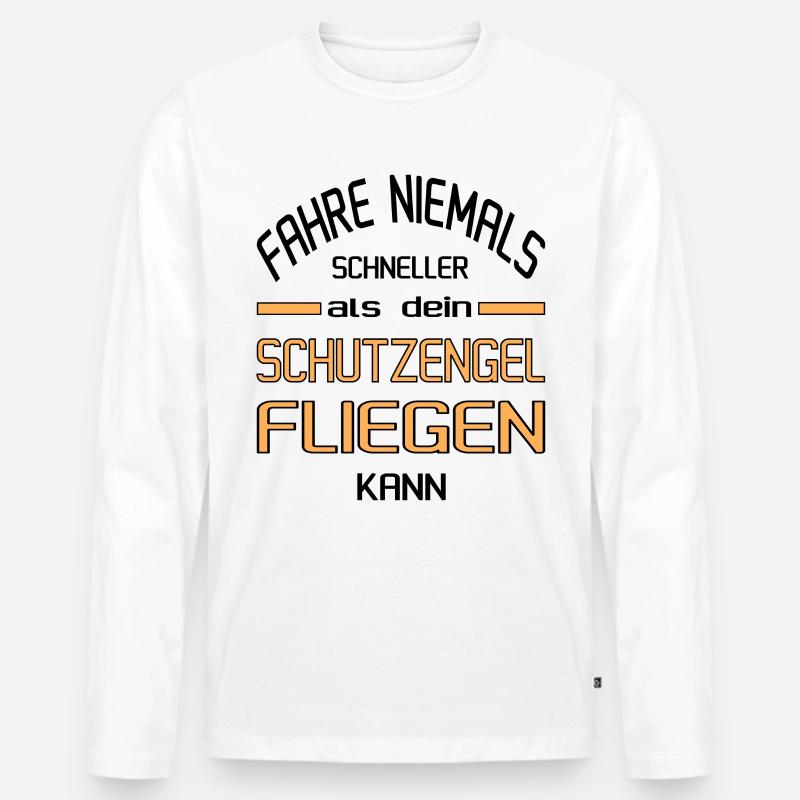 Schneller als dein Schutzengel? - Männer Premium Bio Langarmshirt - Weiß