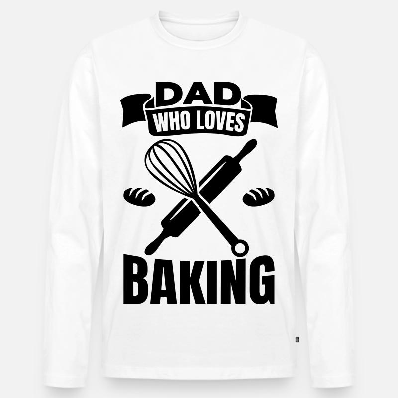 Bäcker Papa - Männer Premium Bio Langarmshirt - Weiß
