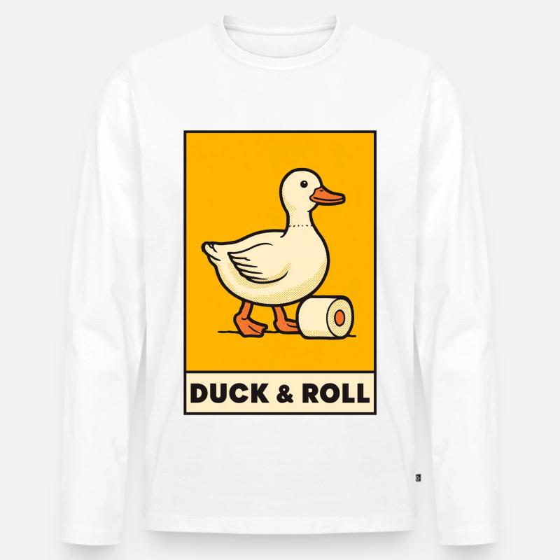 Duck & Roll - Männer Premium Bio Langarmshirt - Weiß