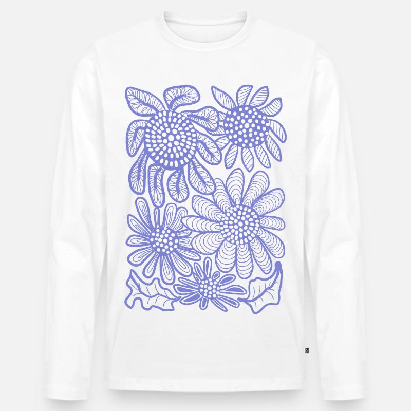 Blütenmuster - Männer Premium Bio Langarmshirt - Weiß