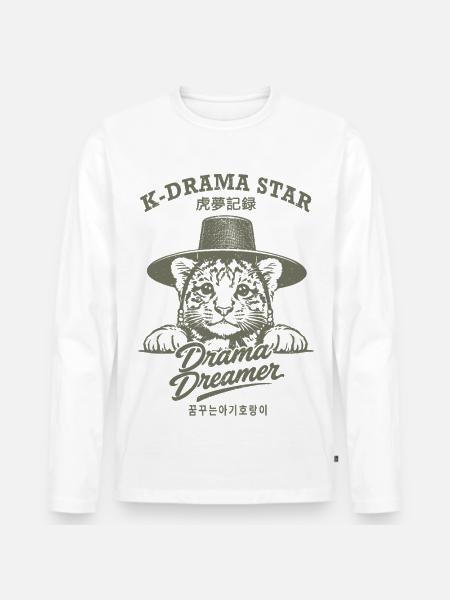 K-Drama Star – Träumender Babytiger - Männer Premium Bio Langarmshirt - Weiß