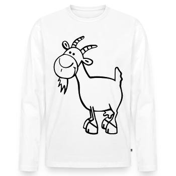 Fröhliche Ziege - Männer Premium Bio Langarmshirt - Weiß - Vorne - Nico (187cm)