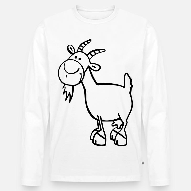 Fröhliche Ziege - Männer Premium Bio Langarmshirt - Weiß