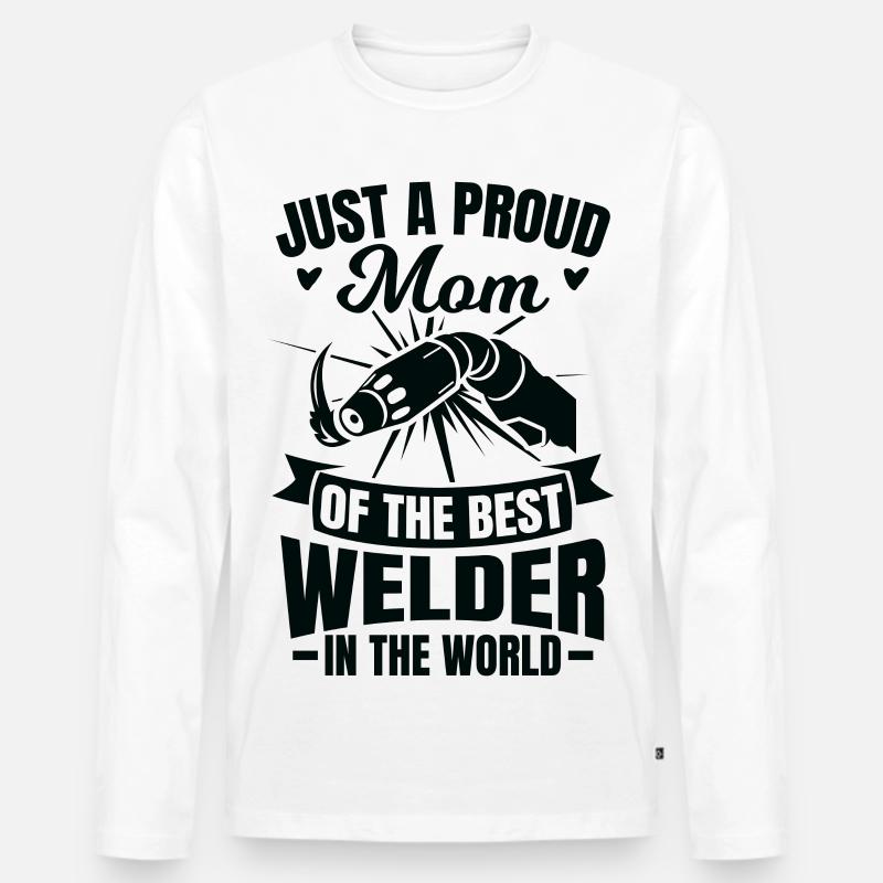 Schweißer Mama - Männer Premium Bio Langarmshirt - Weiß