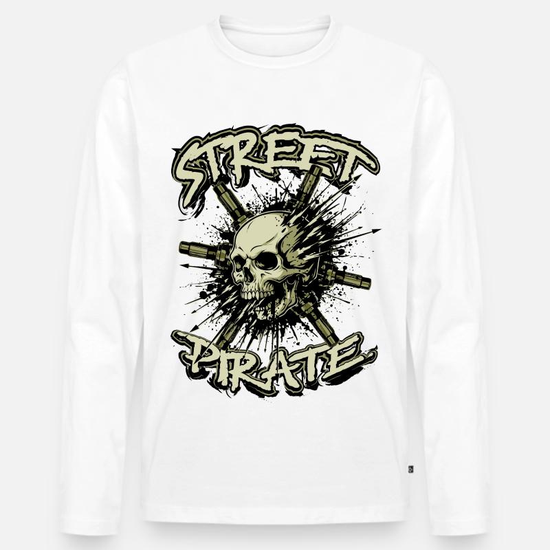 Straßenpirat - Männer Premium Bio Langarmshirt - Weiß