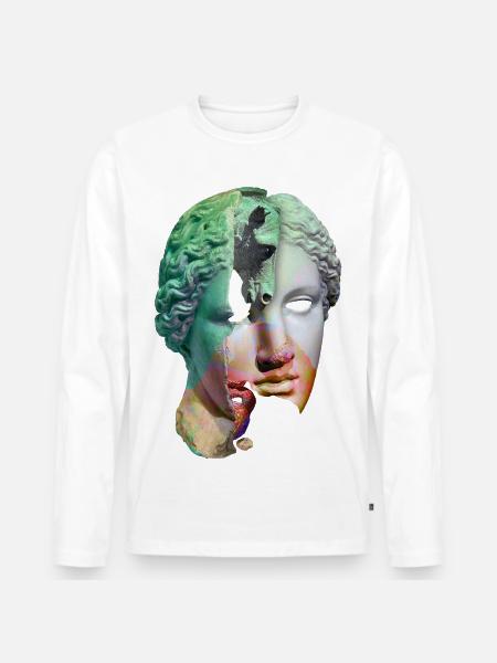 Zerbrochener Gott surreale Collage - Männer Premium Bio Langarmshirt - Weiß