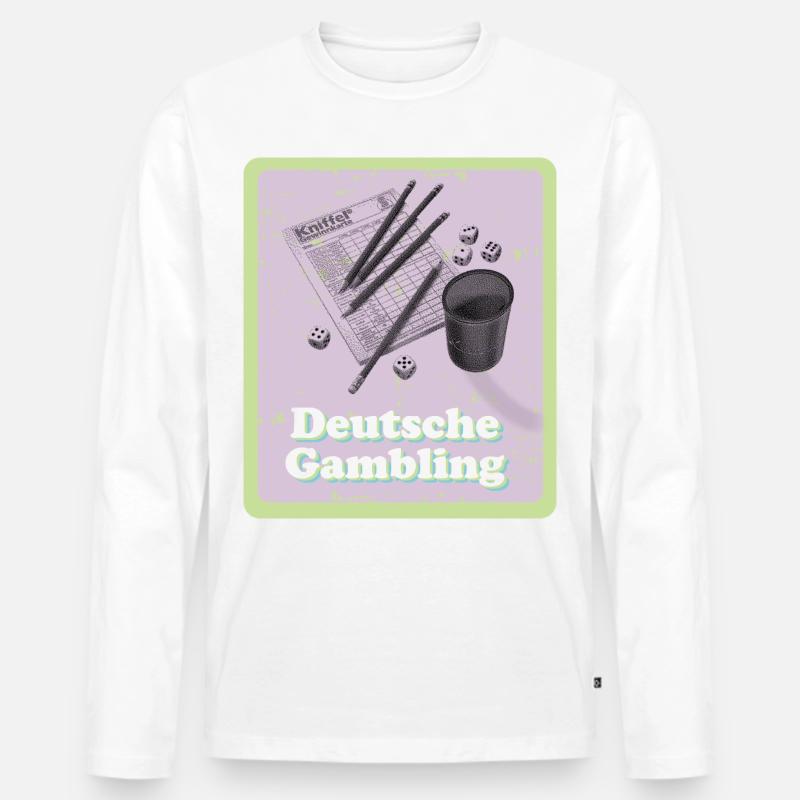 Kniffel Deutsche Gambling - Männer Premium Bio Langarmshirt - Weiß