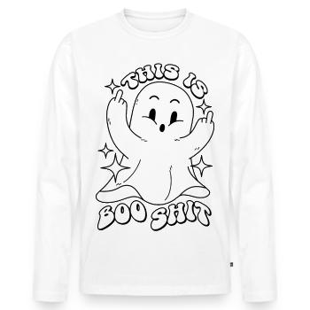 Geist This is Boo Shit Lustige Halloween Sprüche - Männer Premium Bio Langarmshirt - Weiß - Vorne - Nico (187cm)
