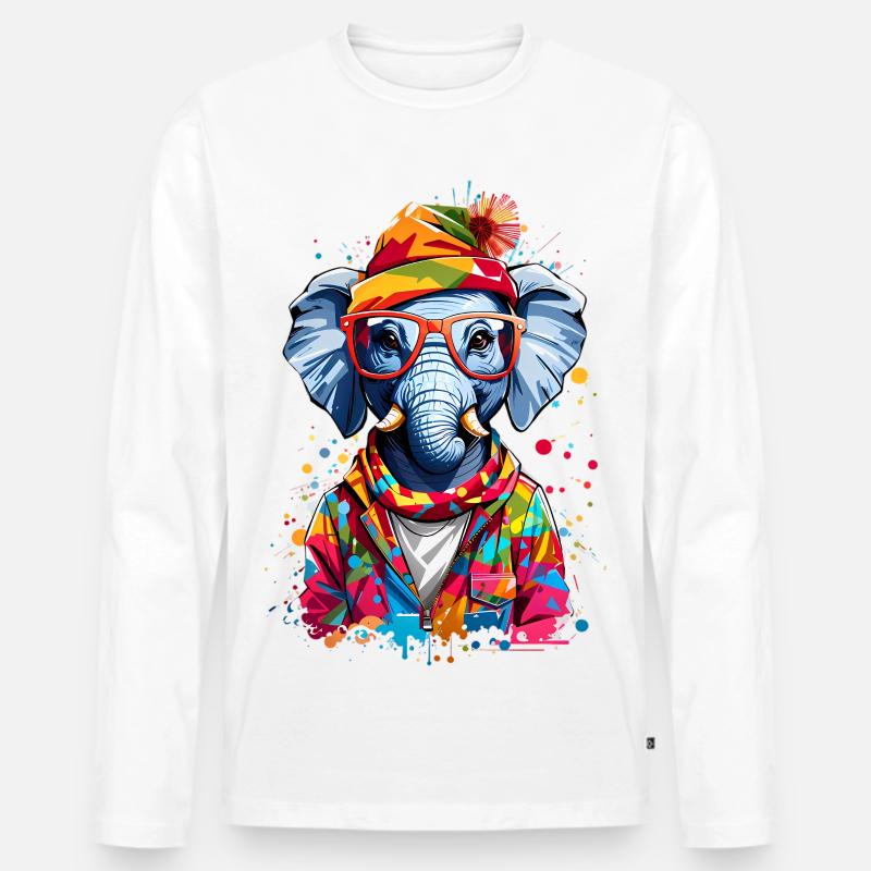 Coole Elefant - Männer Premium Bio Langarmshirt - Weiß