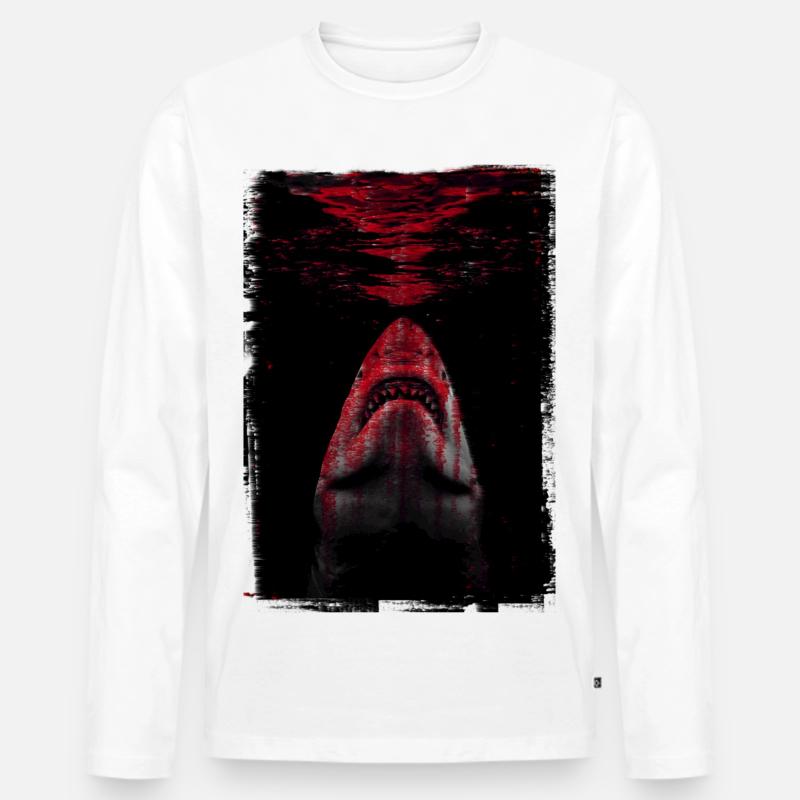 Der Hai - Männer Premium Bio Langarmshirt - Weiß