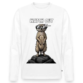 Cool meerkats watch out design - Men's Premium Organic Long Sleeve Shirt - white - Front - Nico (187cm)