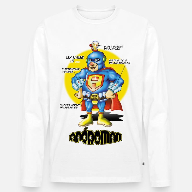 apéroman - Männer Premium Bio Langarmshirt - Weiß