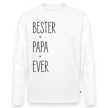 Bester Papa Ever, Geburtstag, Vatertag, Vater, Dad - Männer Premium Bio Langarmshirt - Weiß - Vorne - Nico (187cm)