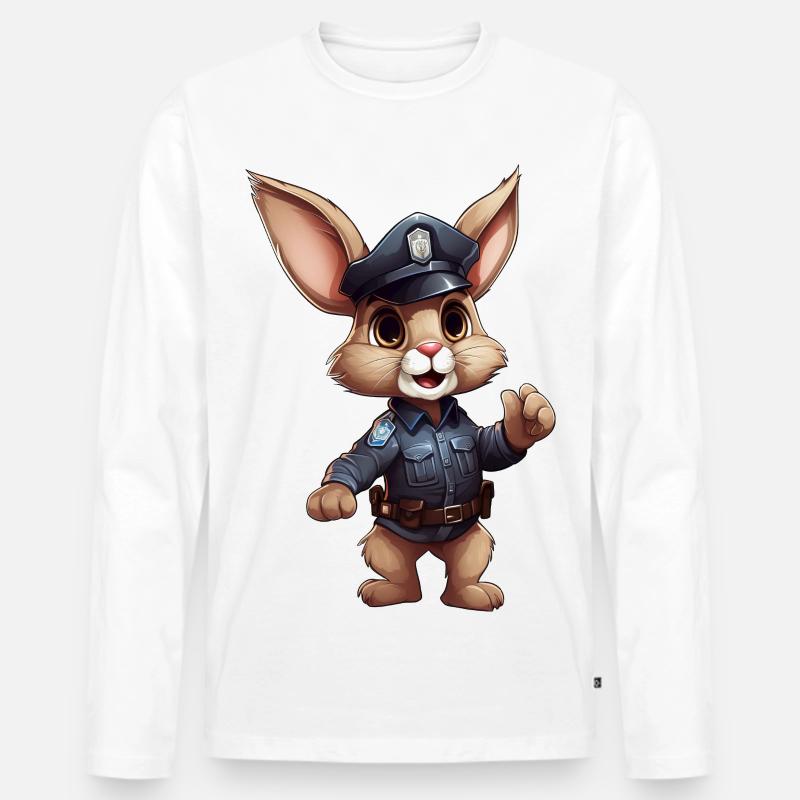 Häschen Polizei - Männer Premium Bio Langarmshirt - Weiß