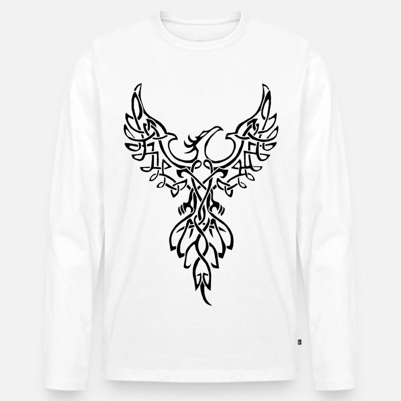 Schwarzes Phönix-Symbol - Männer Premium Bio Langarmshirt - Weiß