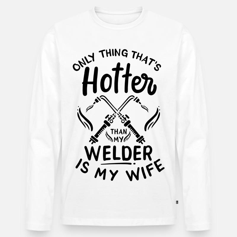Schweißer Ehemann - Männer Premium Bio Langarmshirt - Weiß