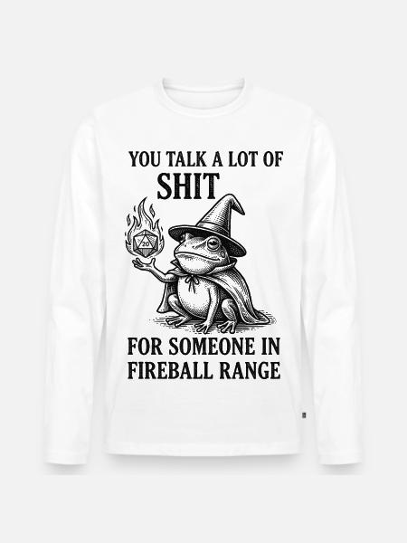Fireball Range – Sjov frø-troldmandsrollespil - Premium økologisk langærmet T-shirt til mænd - hvid