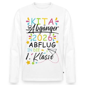 Kita Abgänger 2026 - Männer Premium Bio Langarmshirt - Weiß - Vorne - Nico (187cm)