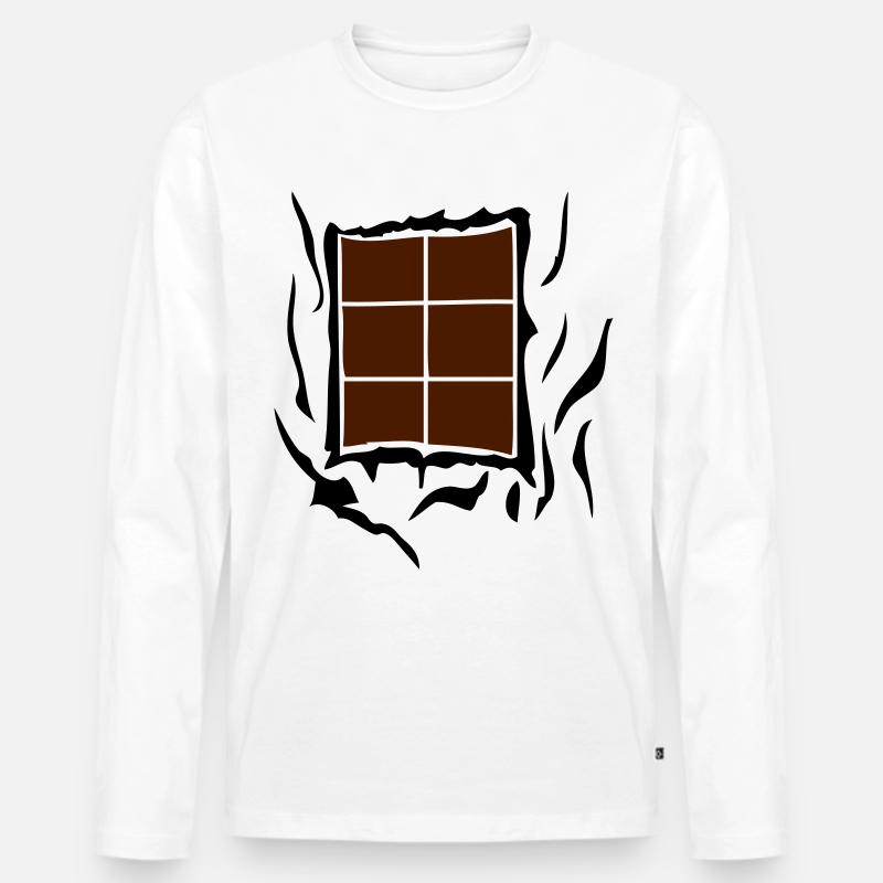 Bauch dechire1 Schokoladentafel - Männer Premium Bio Langarmshirt - Weiß