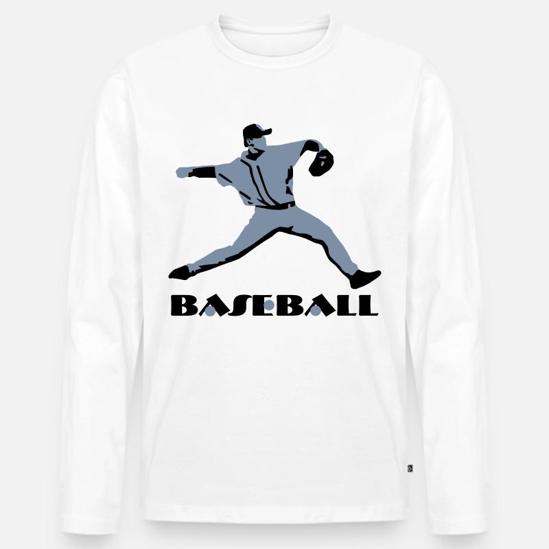 Baseball, Baseball Player - Männer Premium Bio Langarmshirt - Weiß