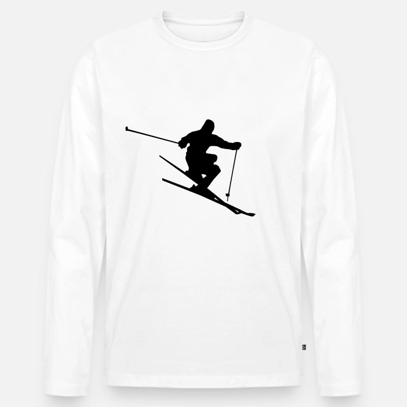 Ski Freestyle Freeski Silhouette - Männer Premium Bio Langarmshirt - Weiß