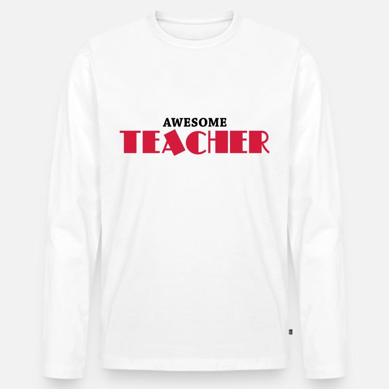 Awesome teacher - Männer Premium Bio Langarmshirt - Weiß