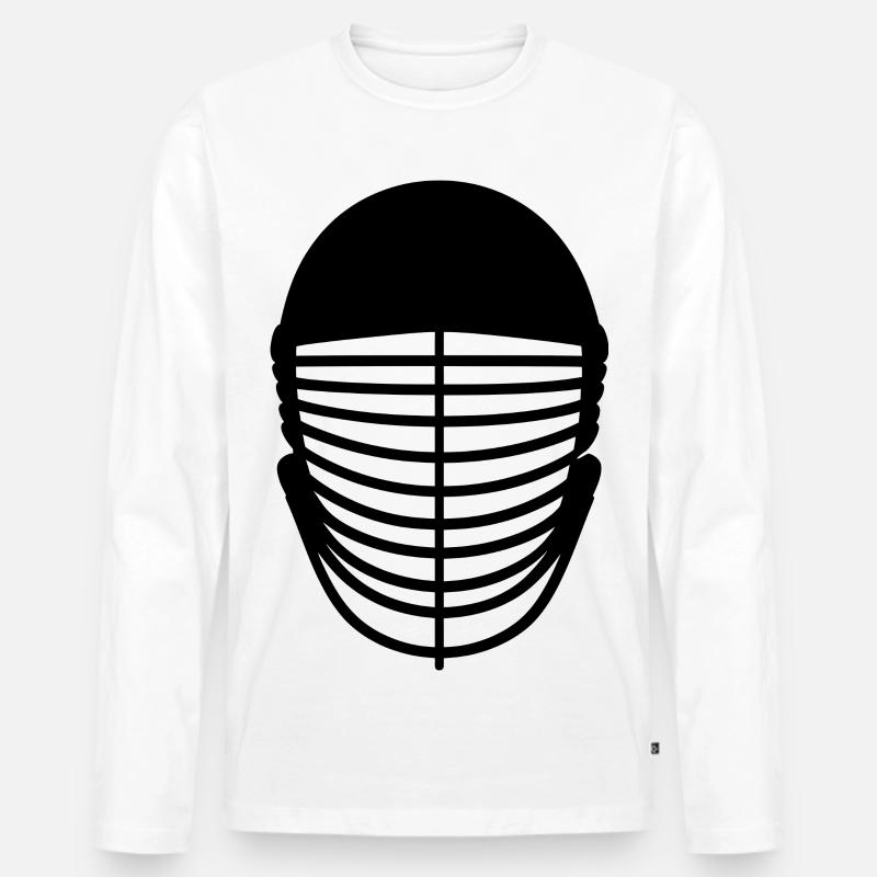 Fechtmaske - Männer Premium Bio Langarmshirt - Weiß